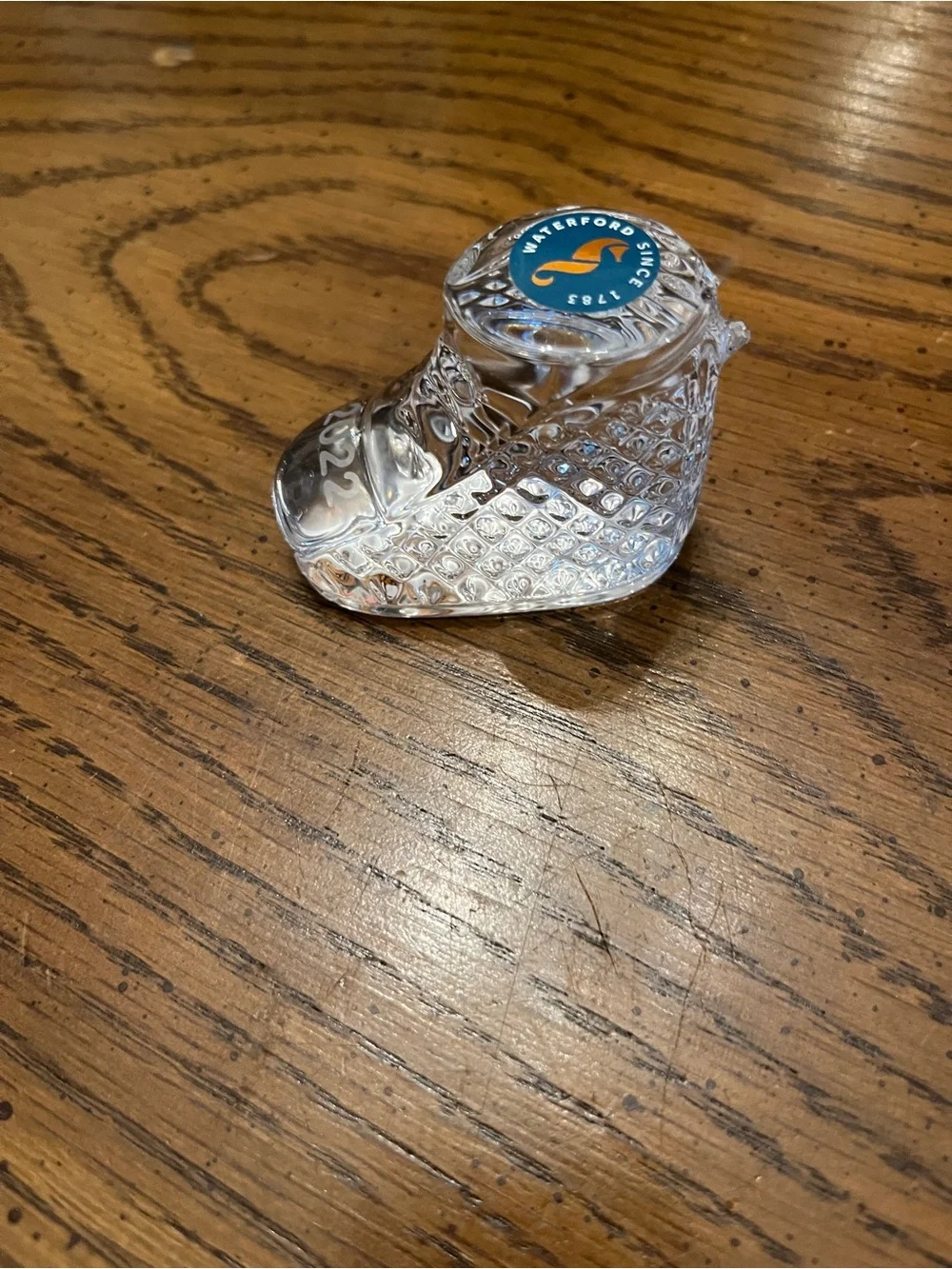 Waterford Baby Shoe Ornament with '2022' Detail, damaged